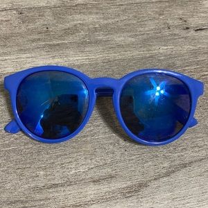 Blue Circular Reflective Sunglasses